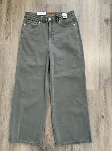 Judy Blue Jeans Womens 9/29 Olive Wide Leg Cropped High Rise Raw Hem NwT - Imagen 1 de 14