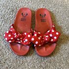 Disney Girls Minnie Mouse Red Slides Sandals W/Polka Dot Bows Pool ~ Size 13 - 1