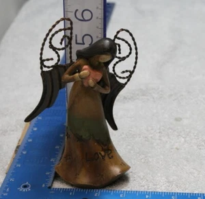 Ganz 6" Resin Angel Figure Wire Wings Holding Heart LOVE Steampunk - Bild 1 von 7