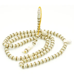 Luxus Islamischer Tesbih Misbaha gravierter Kamelknochen mit Kupfer rund 99 Stück - Bild 1 von 2