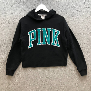 Pink Victoria's Secret Sweatshirt Hoodie Women's Size XS Long Sleeve Logo Black 