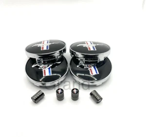 8 Piece Mus tang Wheel Rim Center Caps & Air Caps 60mm GT Horse Set - Picture 1 of 8
