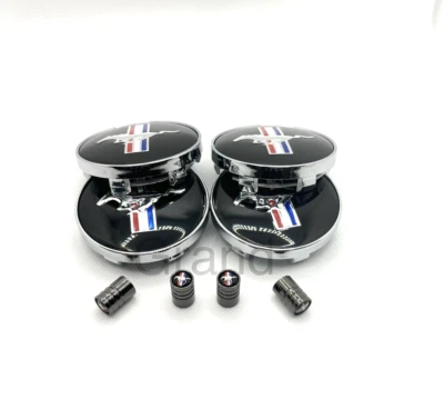 8 Piece Mus tang Wheel Rim Center Caps & Air Caps 60mm GT Horse Set - Image 1 of 4