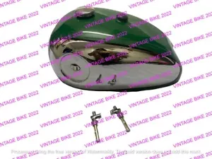 BSA A7 A10 GREEN PAINTED CHROME FUEL TANK +Cap Tap Rubber/FIT FOR - Picture 1 of 6