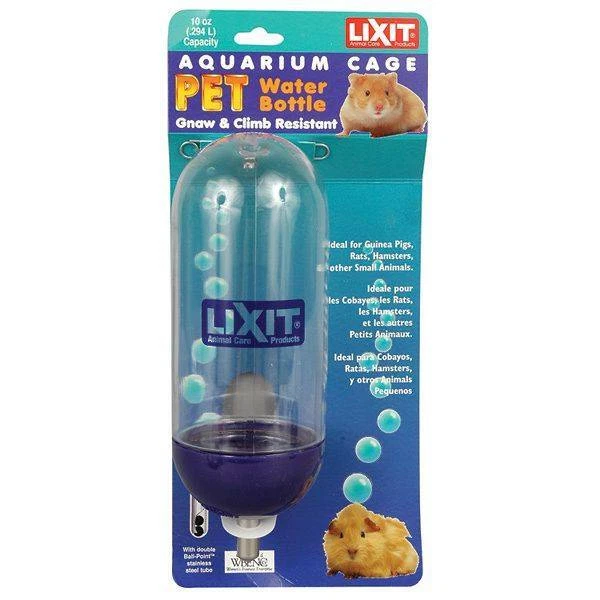 NOT AVAILABLE Lixit Aquarium Cage Guinea Pig Water Bottle 10 Oz. Clear/Purple