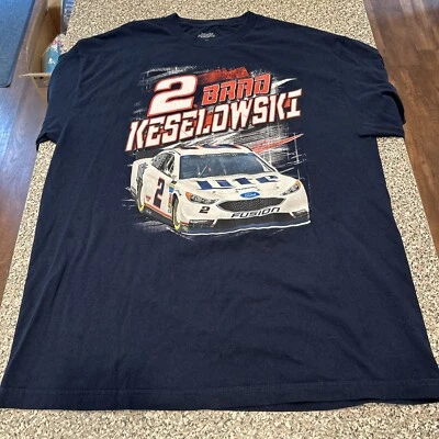 Brad Keselowski #2 Team Penske NASCAR Graphic T-Shirt Blue Size XL Keystone - Image 1 of 4