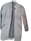 M&S-Ladies Smart Textured Open Front Long Marl Grey Jacket With Side Pockets S10