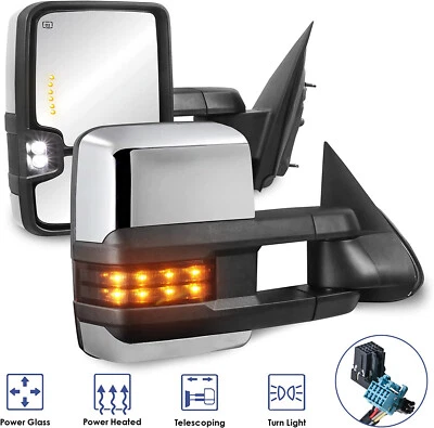 Chrome Power Heated Tow Mirrors For 2003-2006 Chevy Silverado GMC Sierra Yukon - Image 1 of 4