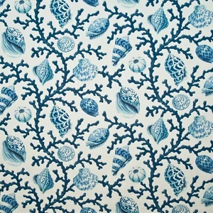 1 YD P Kaufmann SEA SHELL BRANCH Blue PACIFIC Home Decor Drapery Curtain Fabric - Picture 1 of 6