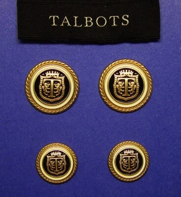 TALBOTS replacement buttons set of 4 gold tone black & white enamel signature - Image 1 of 4