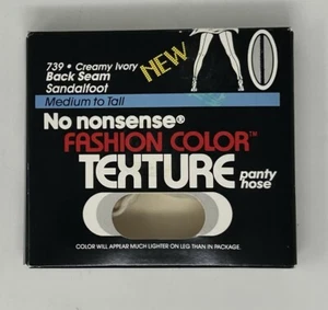 Vintage No Nonsense Fashion Color Texture Hosiery Medium to Tall Creamy Ivory - Picture 1 of 2