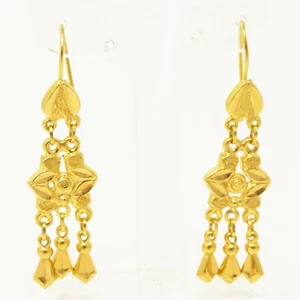 NYJEWEL 22k Yellow Gold Indian Style Dangle Earrings 6.1g - Picture 1 of 3
