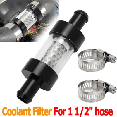 For 1 1/2" Hose Radiator Filter Black In-Line Coolant Filter & Inspection System - Image 1 of 4