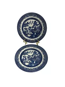 Churchill Made in England Blue Willow Lot 2 Dinner Plates 10.25" - Picture 1 of 6