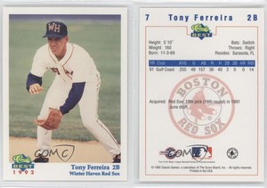 1992 Classic Best Winter Haven Red Sox Tony Ferreira #7