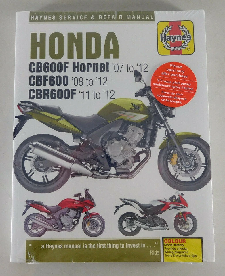 Manual De Reparación Honda CB 600 F Hornet 07-12, CBF 600 08-12, CBR 600 F 11-12 - Imagen 1 de 1