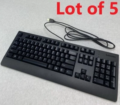Lot( 5 ) Lenovo SK-8827 Traditional USB Wired Black Keyboards 00XH688 SIL18-W29 - Image 1 of 4