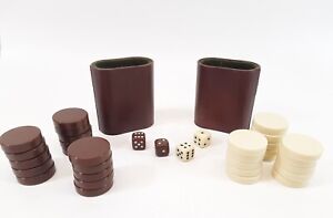 Vintage Backgammon Pieces Brown Ivory replacements Dice Complete Set of 30 chips
