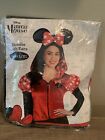 DISNEY MINNIE MOUSE COSTUME FULL ZIP UP HOODIE WITH EARS Adult L/XL NEW