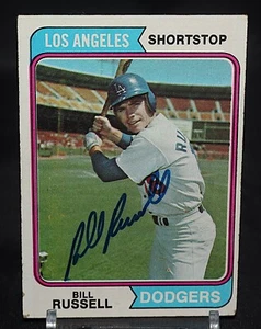 1974 TOPPS BILL RUSSELL LOS ANGELES DODGERS #239 AUTOGRAFO FIRMATO - Foto 1 di 2