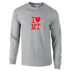 I Love Mt Shirt Heart Montana Long Sleeve Sport Gray Red Gift T-Shirt