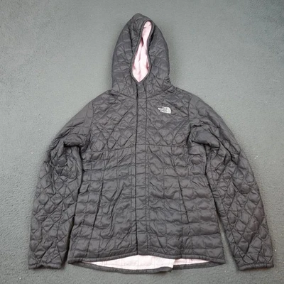 Chaqueta North Face Niñas Grande 14/16 Negra Rosa Con Capucha Acolchada Invierno Aislada Foto 1 de 4