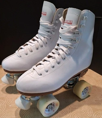 Chicago Patines Deluxe Blanco Damas 9 Cuero Forrado Pista Patín Interior/Exterior Diversión Foto 1 de 4