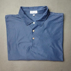 Peter Millar Polo Shirt Mens 2XL Navy Summer Comfort Micro Dot Golf Performance - Picture 1 of 11