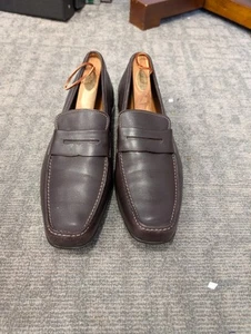 JM J.M. Weston Brown Calf Leather Penny Loafers US 10.5 UK 10 - Picture 1 of 7