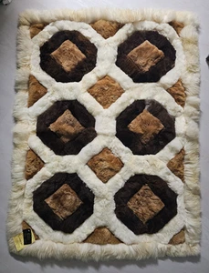 Alpaca Pete's Uniquely Yours Peruvian Fur Rug Rectangle White Brown 47"x63" NWT - Picture 1 of 10