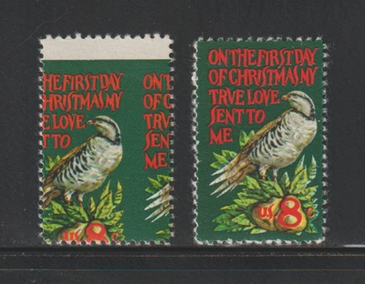 US EFO ERROR Stamps #1445 Bird, Christmas: 2-way Misperf & normal! MNH - Image 1 of 2