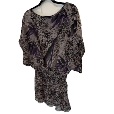 Top con volantes estampado animal Miley vintage Y2K transparente caprichoso gótico grunge púrpura talla L Foto 1 de 4