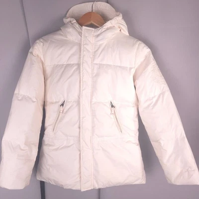 Ralph Lauren Girls 12-14 Down Puffer Off White Hooded Jacket Vanilla Clean Girl - Image 1 of 4