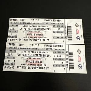 Tom Petty & The Heart Breakers Concert Tour Tickets May 6 2017 Joe Walsh - Picture 1 of 9