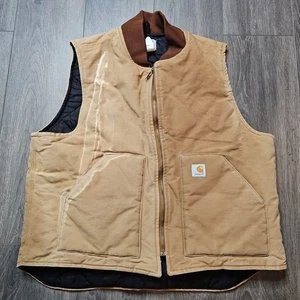 Carhartt Duck Weste Herren XL Arctic Quilt gefüttert Workwear V01 BRN Canvas - Bild 1 von 4