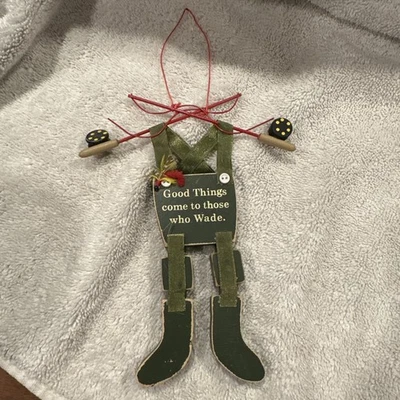 Fly Fishing Ornament Waders Christmas Fish Good things come to Those Who Wade. - Image 1 of 2