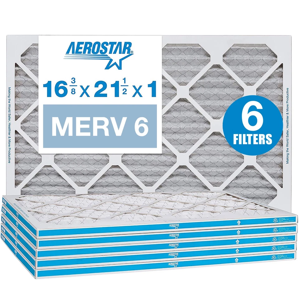 Aerostar 16 3/8 x 21 1/2 x 1 MERV 6 Pleated Air Filter, AC Furnace Air Filter, - Image 1 of 1
