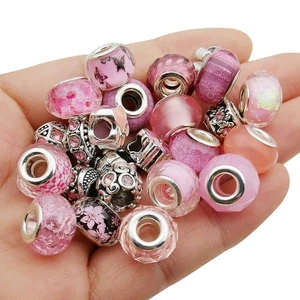 50pcs Assorted Pink Resin Imitation Glass European Large Hole Beads Rhineston... - Picture 1 of 6