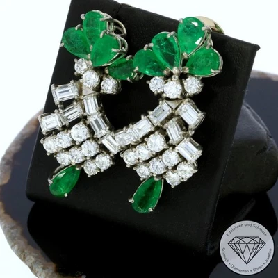 Wert 18.800 Diamant Brillant Smaragd Ohrhänger 7,00 Carat 750 / 18 Kt Gold xxyy - Bild 1 von 4