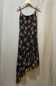 Neu mit Etikett Rachel Zoe asymmetrisches Damen-Tüll-Midikleid mit Trägern Größe XS schwarz/pink geblümt - Bild 1 von 18