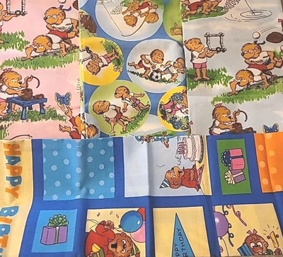 BERENSTAIN BEARS- Moda 2012 -Rare Bear Country School 4 Fat Quarters Bday VTG - Image 1 of 4