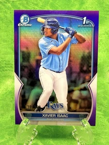 Xavier Isaac 1st - /250 Purple Refractors - 2023 Bowman Chrome #BCP-145 TB Rays - Picture 1 of 11