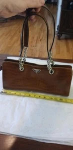 prada shoulder bag women Brown leather Vintage Authentic - - Picture 1 of 17