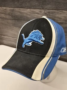 Vintage Detroit Lions Mütze Kappe Riemen hinten blau schwarz weiß NFL Football Reebok - Bild 1 von 3