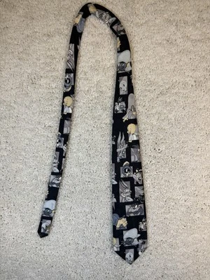 Corbata Looney Tunes para hombre negra y gris vintage 1995 Foto 1 de 3