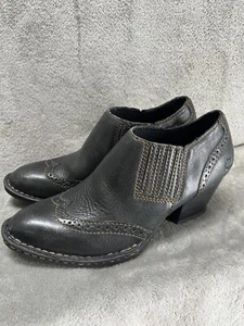 Botines occidentales recién nacidos para mujer 6 Chattel Brogue de cuero negro punta de ala - Imagen 1 de 11