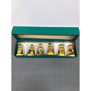 Hand Painted Wood Santa Christmas ornaments Boxed set of 6 - Picture 1 of 7