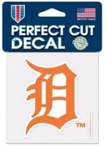 MLB Detroit Tigers Orange Logo on 4"x4" Perfect Cut Decal Single WinCraft - Image 1 of 1