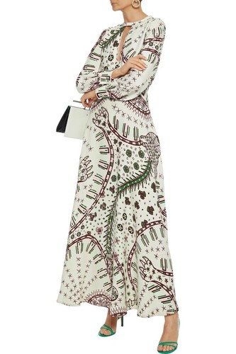 Maxi abito in crepe stampato floreale NUOVO VALENTINOCutout Taglia 10