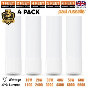 1FT 2FT 4FT 5FT 6FT LED Batten Tube Light Office Garage Ceiling Lamp Pack of 4 - Picture 1 of 12
